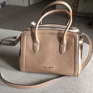 kate spade Metallic Rose Gold Pebbled Leather Mini Satchel